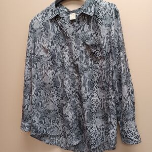 Faded GLORY Snakeskin Pattern Button Down Traveler Blouse XXL - 20